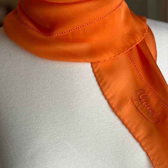 COPY - Authentic Gucci scarf 100% silk bright orange - Picture 2 of 9